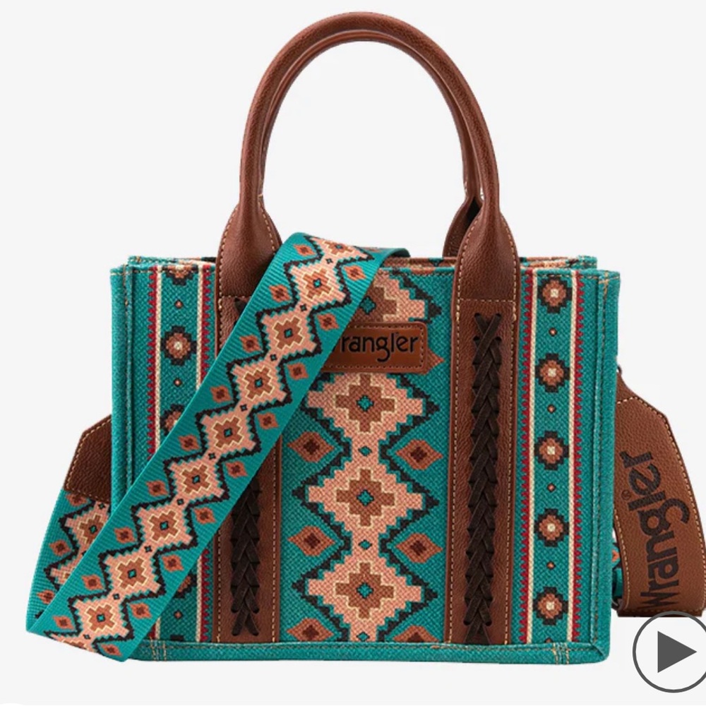 Wrangler Turquoise and Brown Crossbody Tote